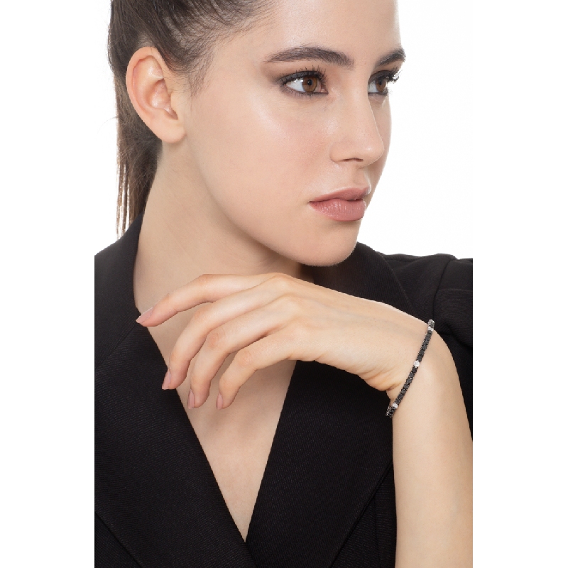 Tennisarmband Weißgold mit schwarzen Diamanten 