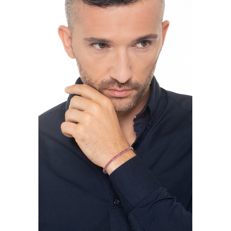 Weißgold 750 Tennisarmband mit Rubinen 