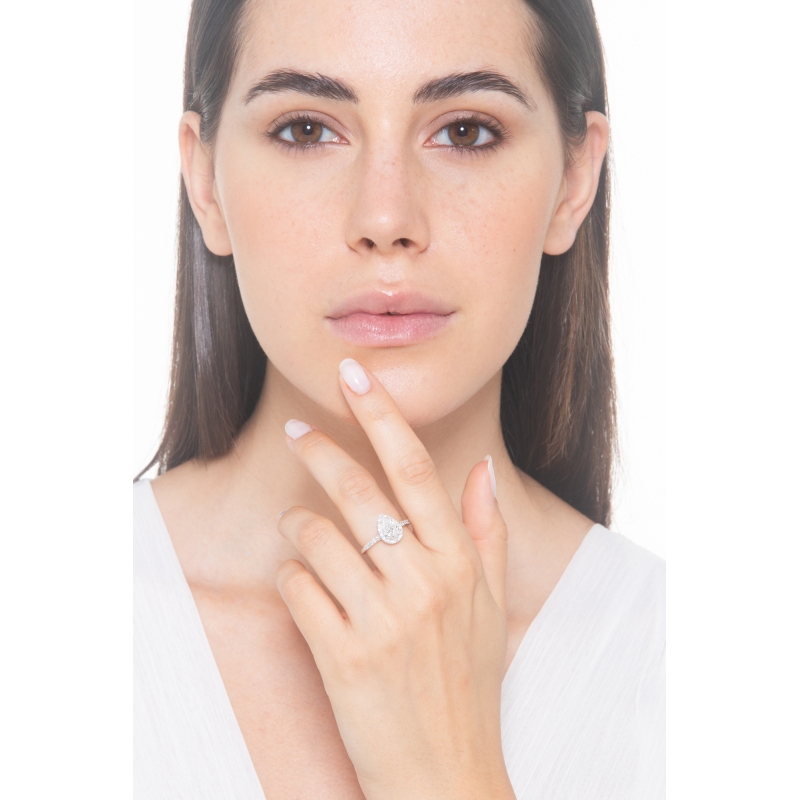 Ring mit Diamant Tropfenschliff 1.00kt GIA aus Weißgold 18K