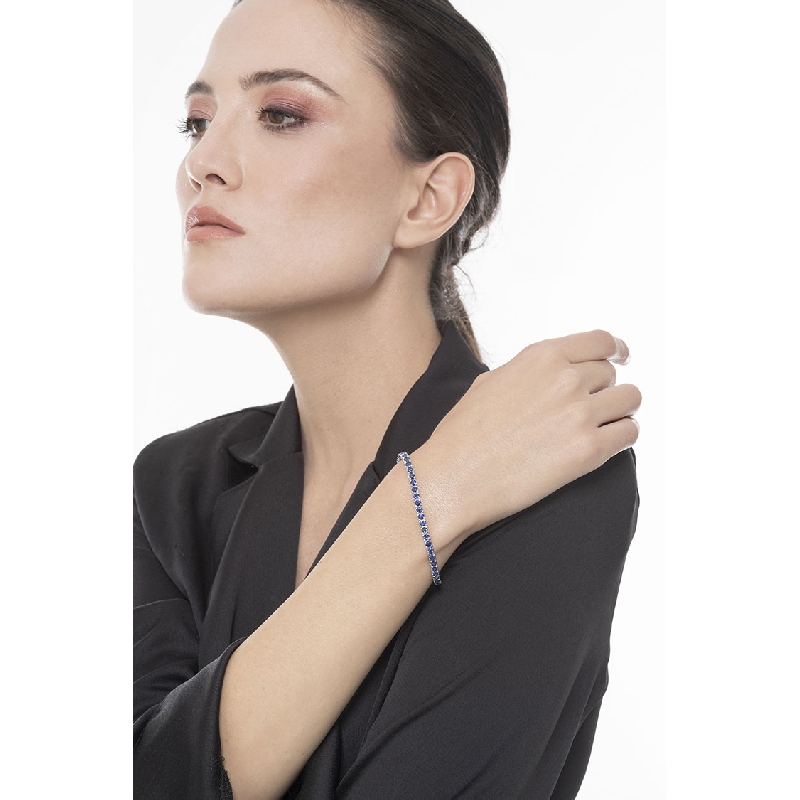 Saphir Armband Damen Herren Weißgold 