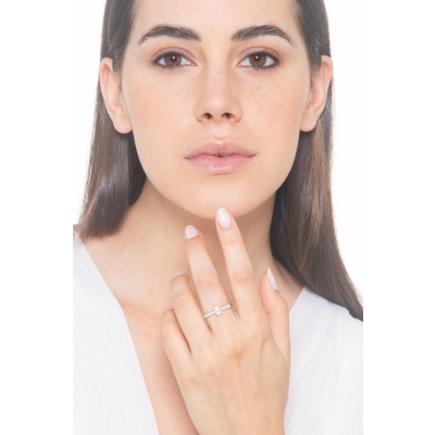 Ring mit Diamant Smaragdschliff 0,50 kt GIA aus Weißgold 750