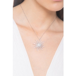 Halskette aus Weißgold 18k mit Sonne aus Diamanten  2