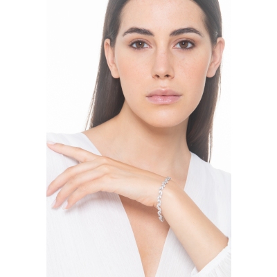 Weißgold 18k Damenarmband mit blattförmigen Diamanten 