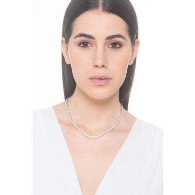 Weißgold 18K Tennis Halskette Diamanten