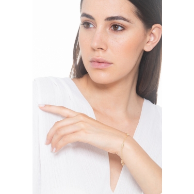 750er Gelbgold Armband mit Kugeln Marquiseschliff