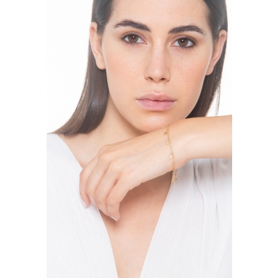 Gelbgold 750 Armband mit Sternen und einem Glöckchen 