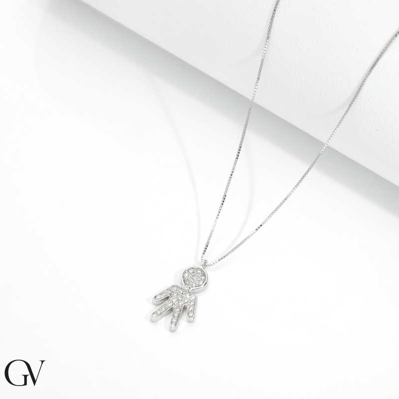 Kette aus Weißgold 18K mit Kind aus Diamanten