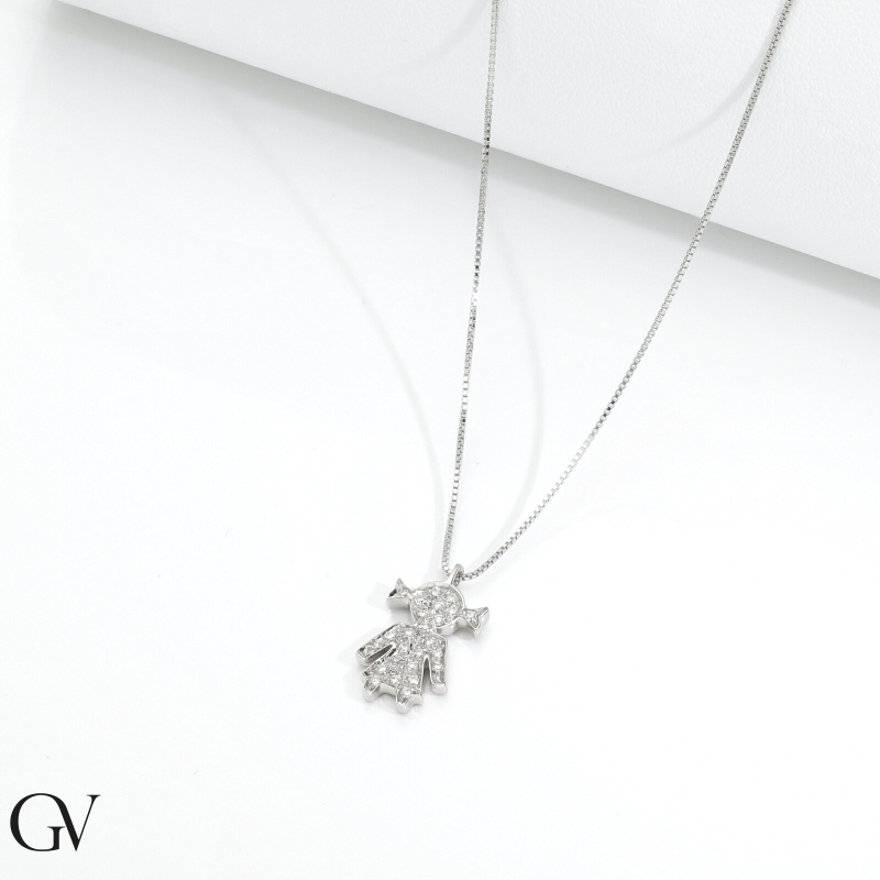 Kette aus Weißgold 18K mit Mädchen aus Brillanten 