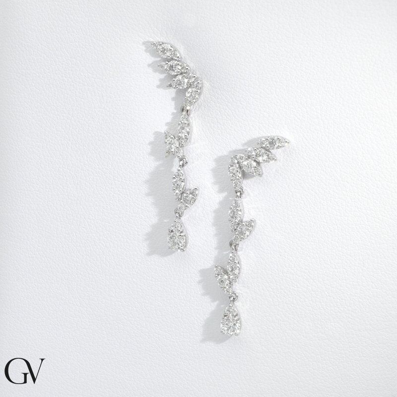 Ohrhänger Weißgold 18K mit Diamanten  