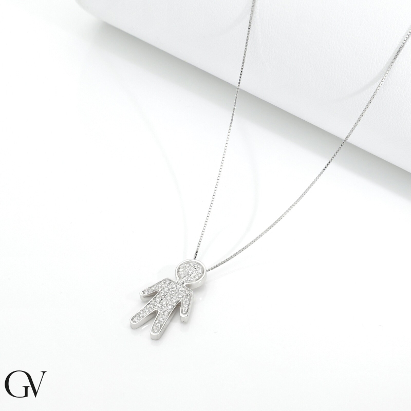 Weißgold Kette mit Männchen aus Diamanten