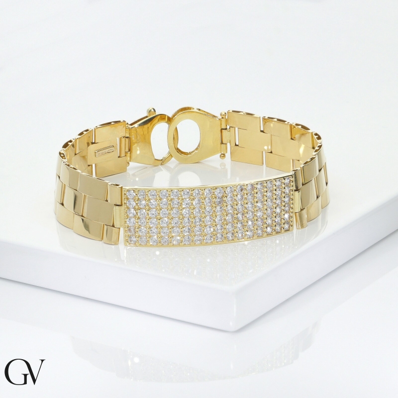 Herrenarmband aus 18K Gelbgold mit Zirkonia