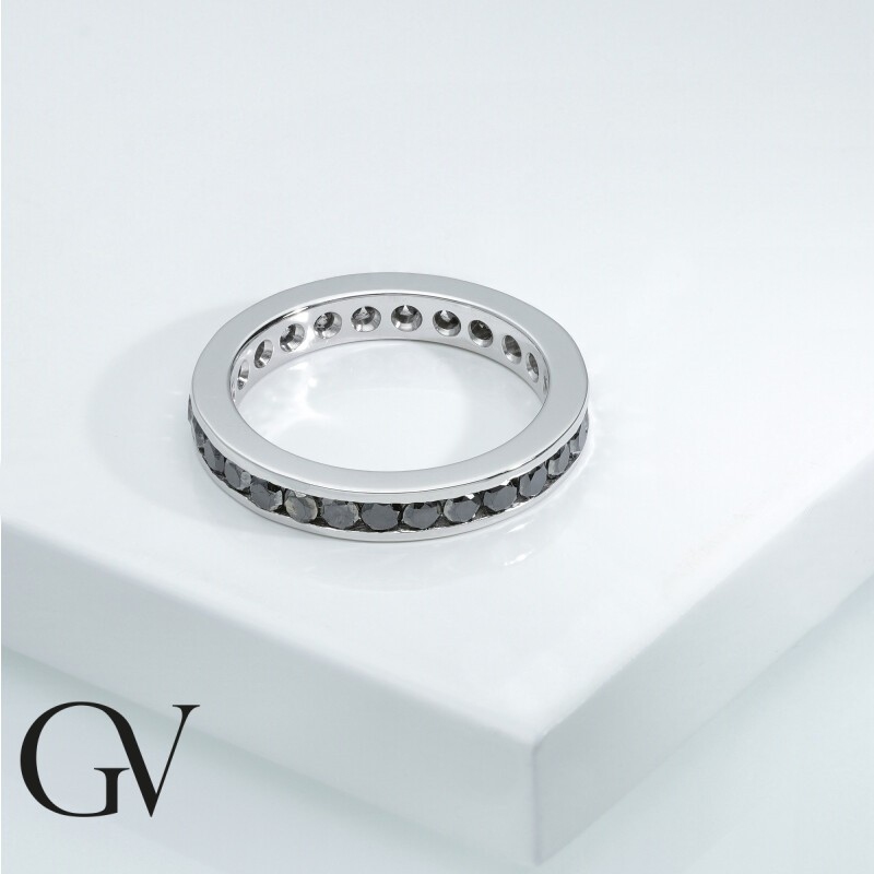 Memoire Ring schwarze Diamanten Weißgold 