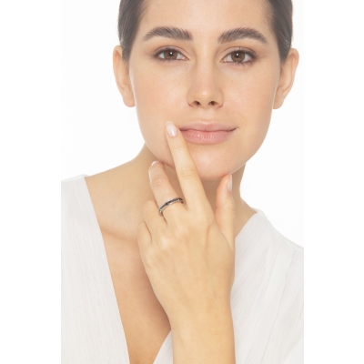 Memoire Ring schwarze Diamanten Weißgold 