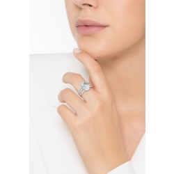 Weißgold Bandring mit Aquamarin und Diamanten 2