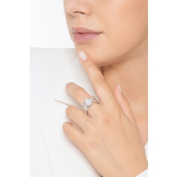 Elastischer Ring Weißgold 18K mit einem Diamanten-Pavé 2