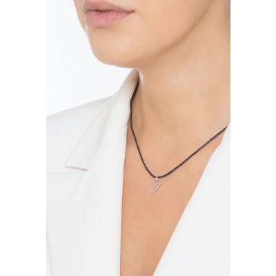 Buchstaben Anhänger I Weißgold 18K Kursivschrift