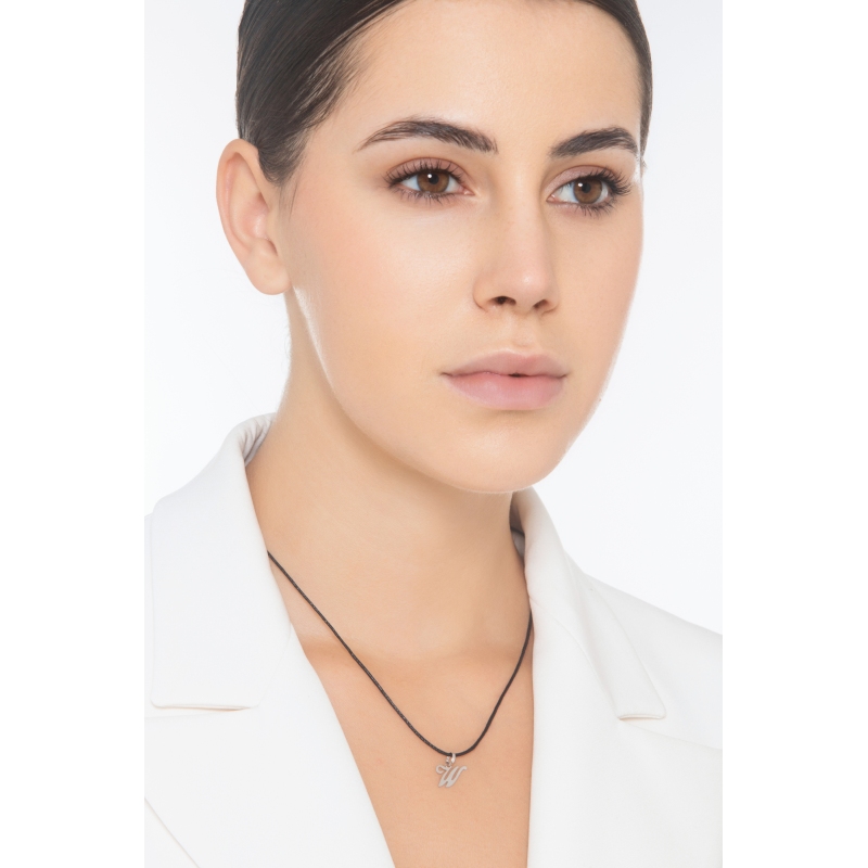 Buchstaben Anhänger W aus Weißgold 750