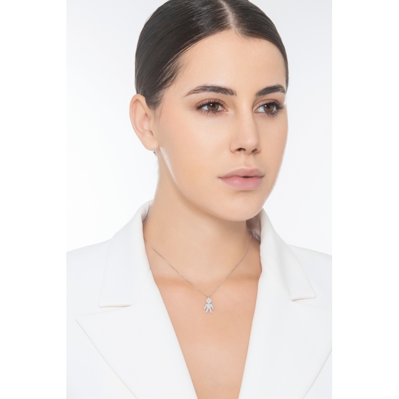 Kette aus Weißgold 18K mit Kind aus Diamanten