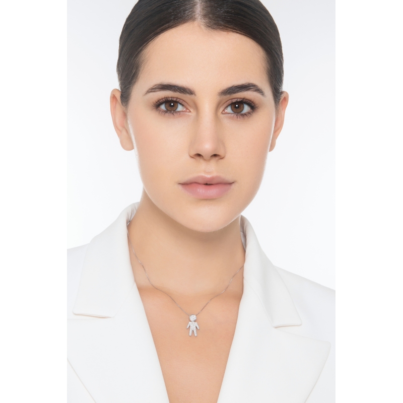 Weißgold Kette mit Männchen aus Diamanten