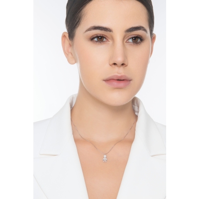 Kette aus 18K Weißgold mit Kind aus Diamanten