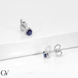 Weißgold 750 Ohrstecker mit blauen Saphiren  2