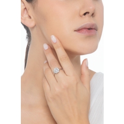 Halbkarätiger Blumenring Halo Ring Weißgold mit Diamanten 2