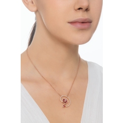 Kette aus Roségold 18K mit Blume aus Rubinen und Diamanten  2