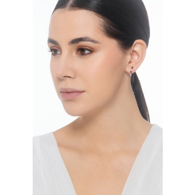 Weißgold 18K Ohrringe mit Rubinen und Diamanten 