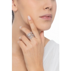 Spiralförmiger Bandring mit Diamanten Weißgold 750 2