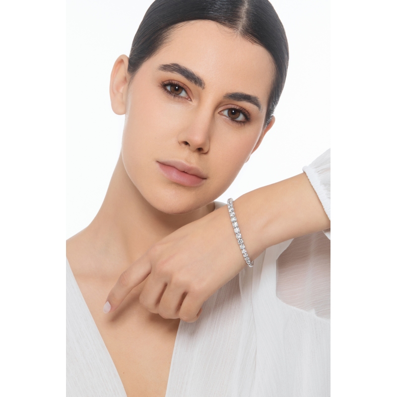 Halbstarres Tennisarmband Weißgold 750 mit Brillanten