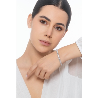 Halbstarres Tennisarmband Weißgold 750 mit Brillanten