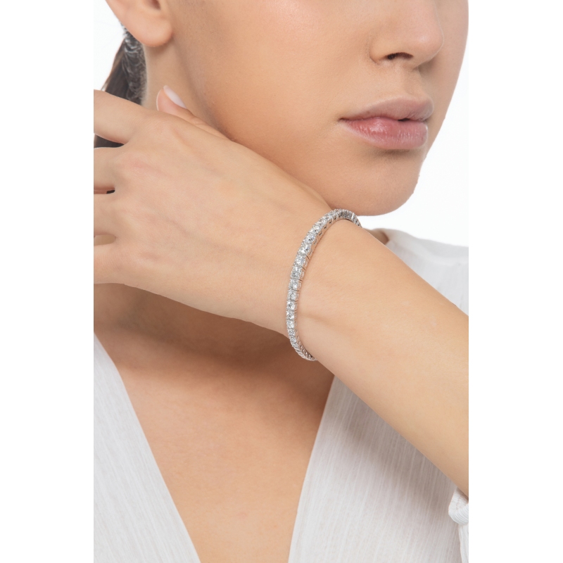 Weißgold 750 halbstarres Armband mit Diamanten 