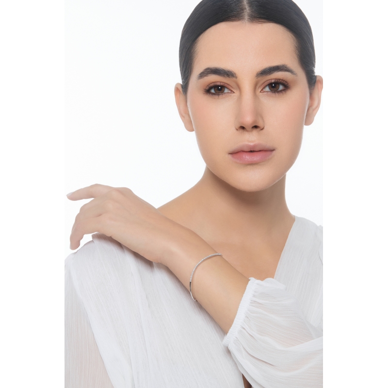 Weißgold 18K halbstarres Armband mit Brillanten