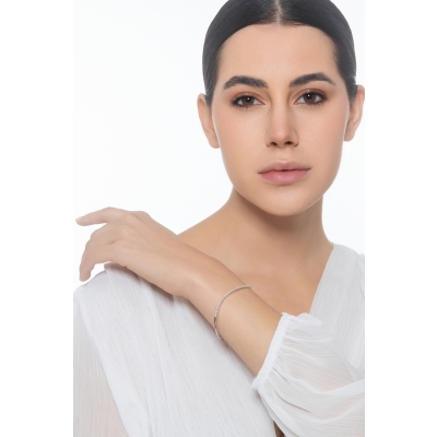 Weißgold 18K halbstarres Armband mit Brillanten