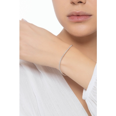 Weißgold 18K halbstarres Armband mit Brillanten