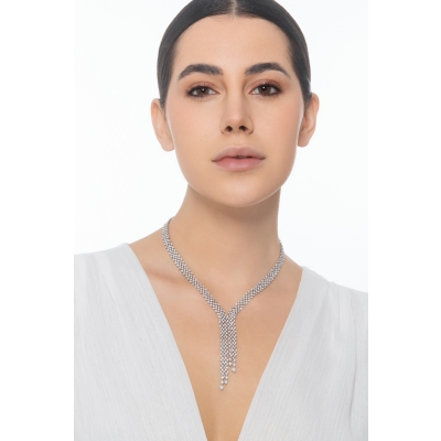 Diamanten Y-Collier Weißgold 18 Karat