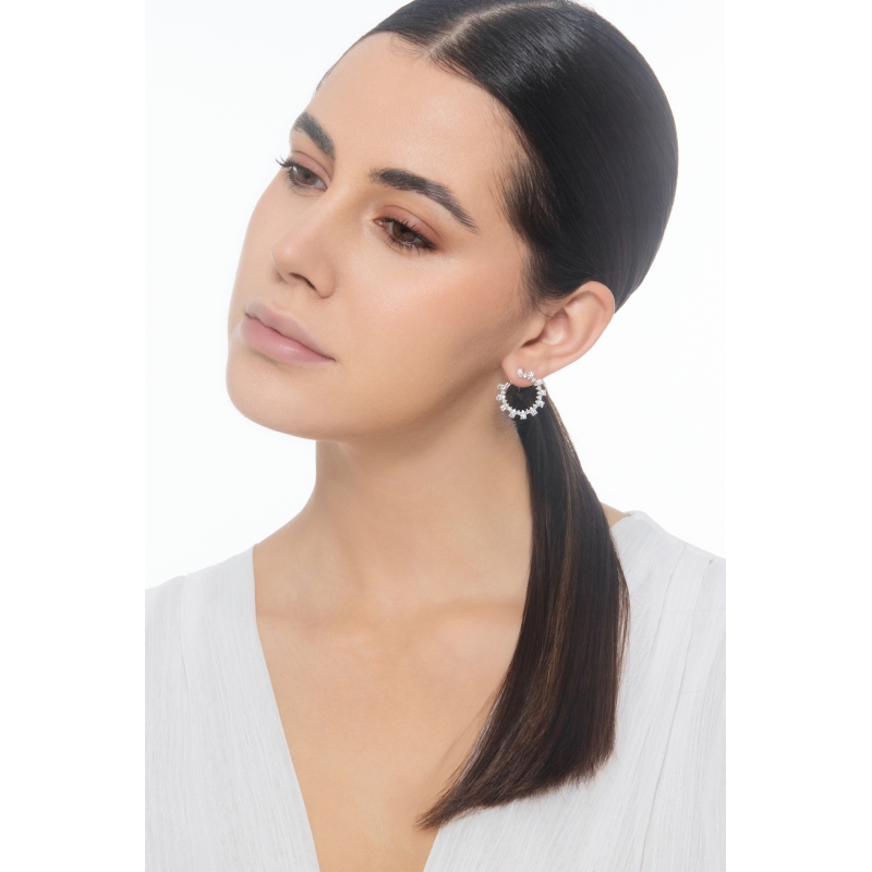 Creolen mit Brillanten aus Weißgold 18K