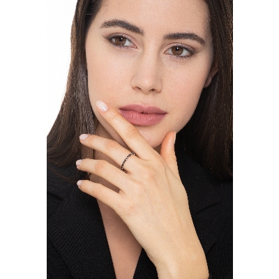 Eternity Ring 18K Weißgold-750 schwarze Diamanten 