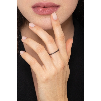 Eternity Ring 18K Weißgold-750 schwarze Diamanten 