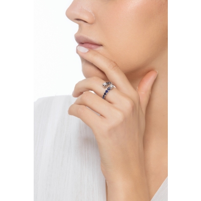 TOI ET MOI Ring mit blauen Saphiren und zwei Brillanten Weißgold 18K