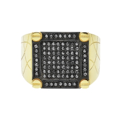 750er Gelbgold Herrenring mit schwarzen Zirkonia 2