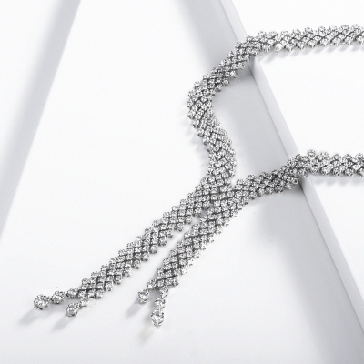 Diamanten Y-Collier Weißgold 18 Karat