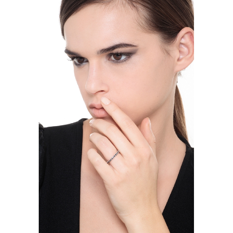 Schwarzer Diamantenring Herren Weißgold 750 