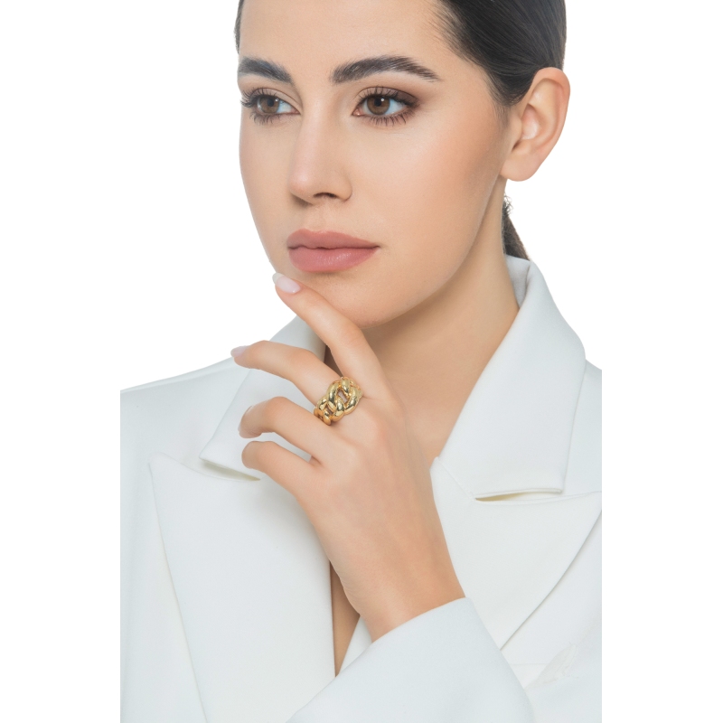 Iced Out Ring aus Gelbgold 18K 