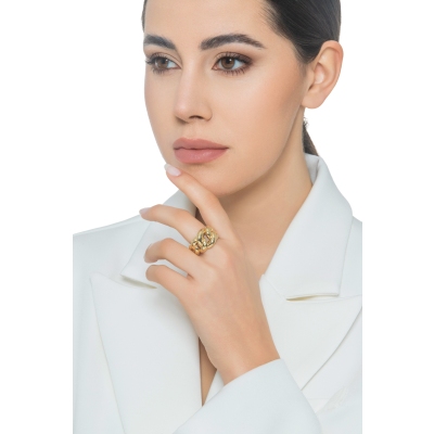 Iced Out Ring aus Gelbgold 18K 