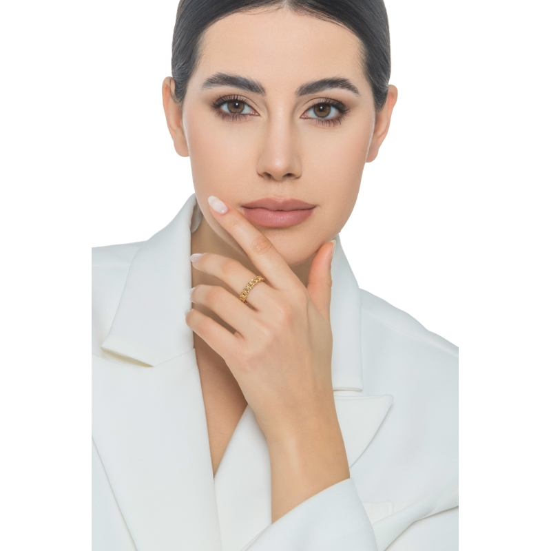 Damenring Iced Out aus Gelbgold 18K