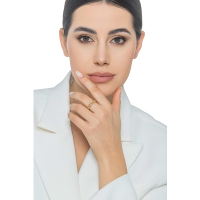 Damenring Iced Out aus Gelbgold 18K