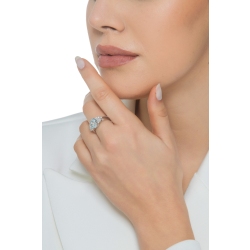 Weißgold 18K Bandring mit Aquamarin und Diamanten 2