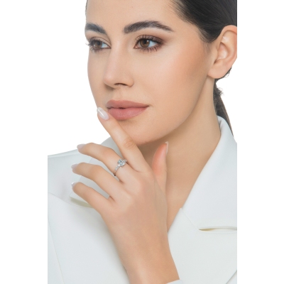 Aquamarin Ring mit Brillanten Weißgold 18K