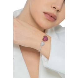 Armreif aus Weißgold mit Herzen aus Diamanten und Rubinen 2